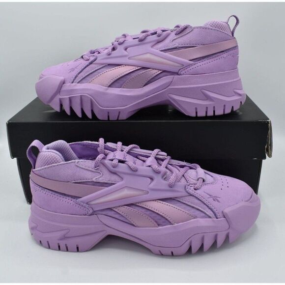 Reebok Womens Size 7 Cardi B Club V2 Puzzled Purple Sneakers Shoes